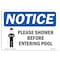 Signmission OSHA Notice, 3.5" Height, NOTICE Please Shower Before Entering Pool Sign, 5" X 3.5", Landscape OS-NS-D-35-L-16358 - alternate 1